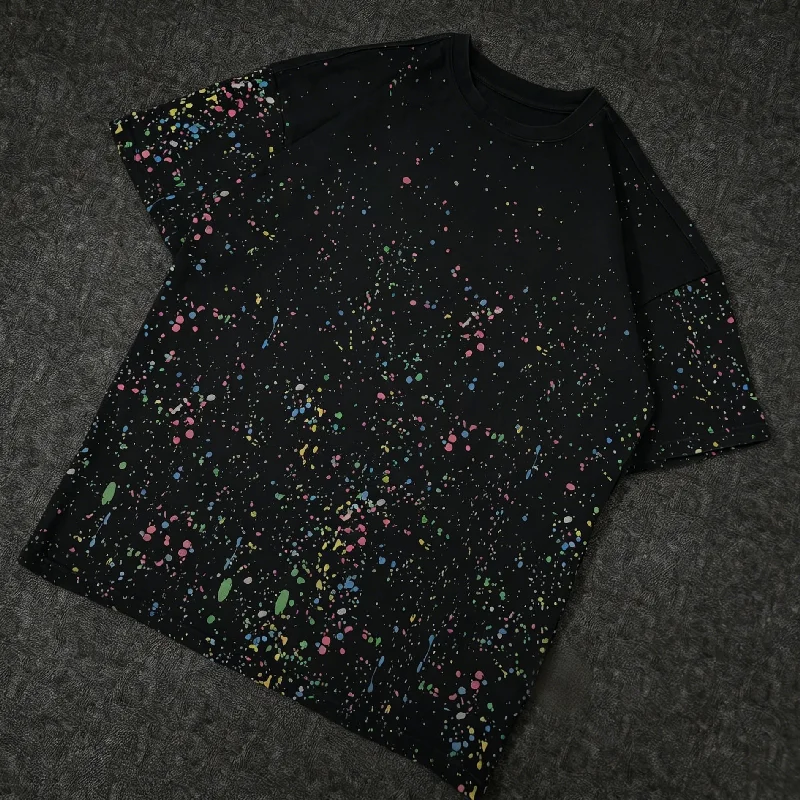 Wholesale Custom Streetwear T Shirt Vintage Screen Print Boxy Fit Rhinestone Cotton Short Sleeve Daily Casual Male Apparel