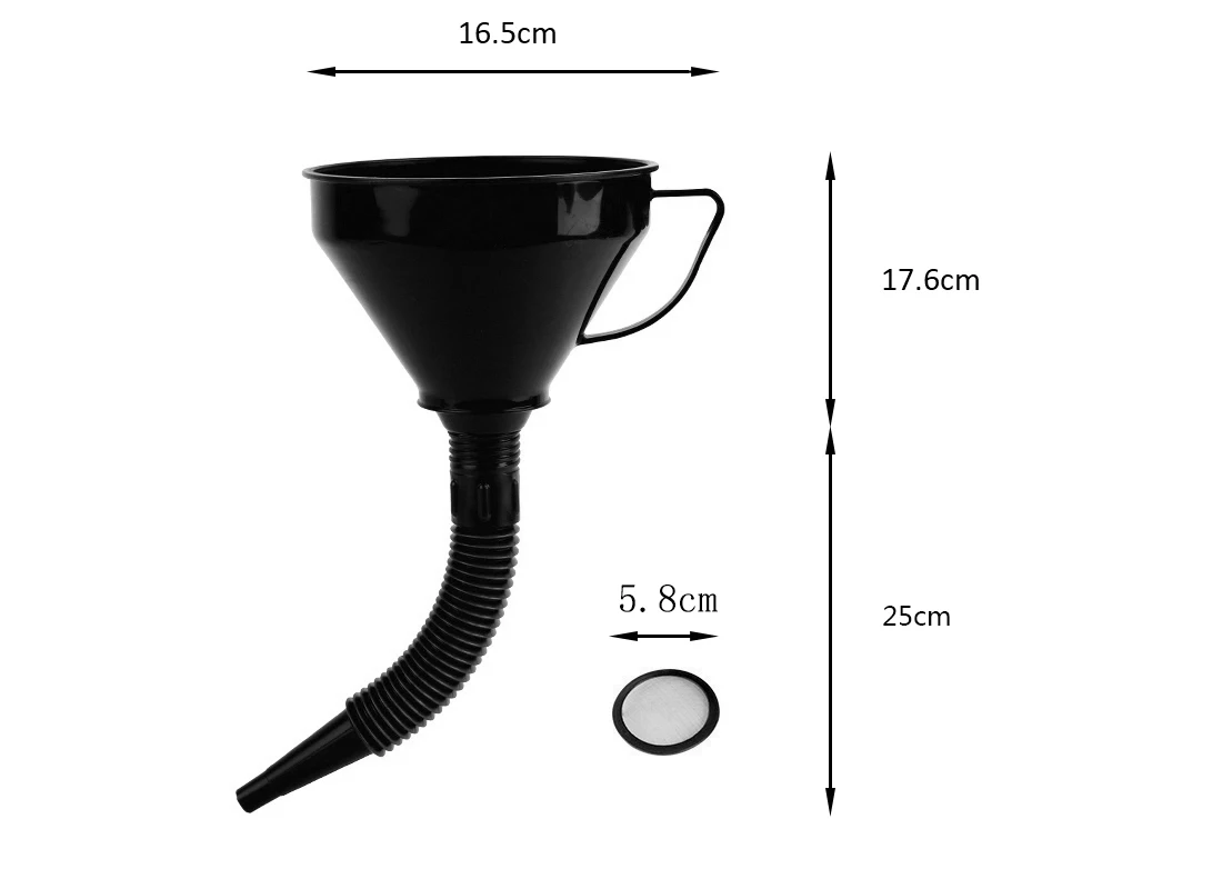 QM Высокое качество 16 5 см удлинительная гибкая труба пластиковая Автомобильная моторная масляная Воронка с фильтром