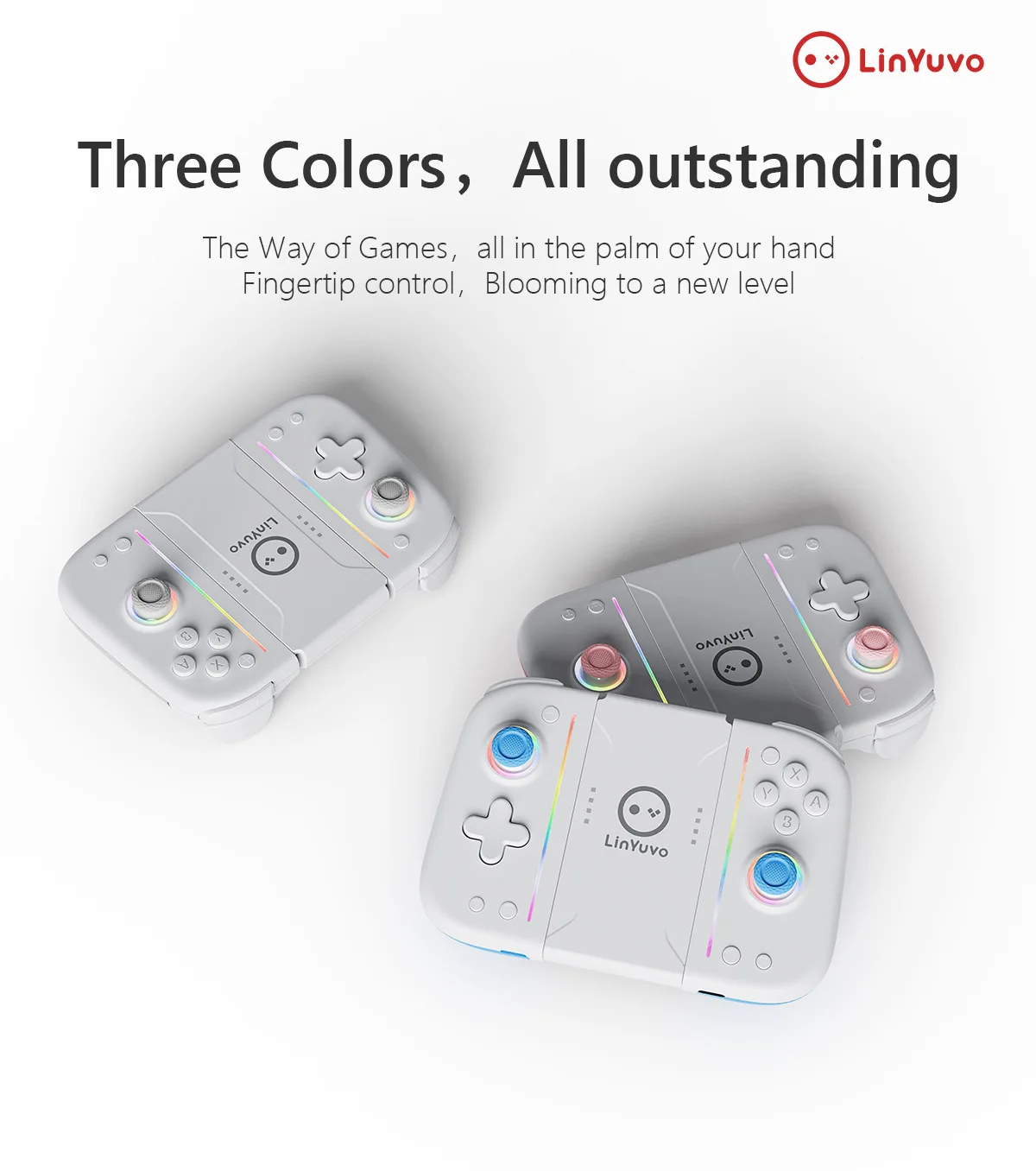 LinYuvo Switch Joy Cons Mechanical Buttons with Rubber Back Cover Colorful Lights Macro Function BT Game Controller