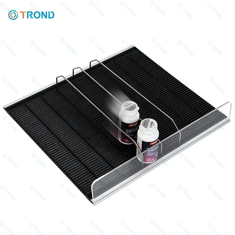 Plastic Shelf Organizer with Fast Pusher Glide Gravity Roller Mat and Acrylic Front Stopper Easy-to-Use Shelf Rack