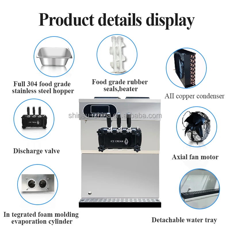XY-ZT965 Ice Cream Machine - Efficient 3 Flavor Soft Ice Cream Maker