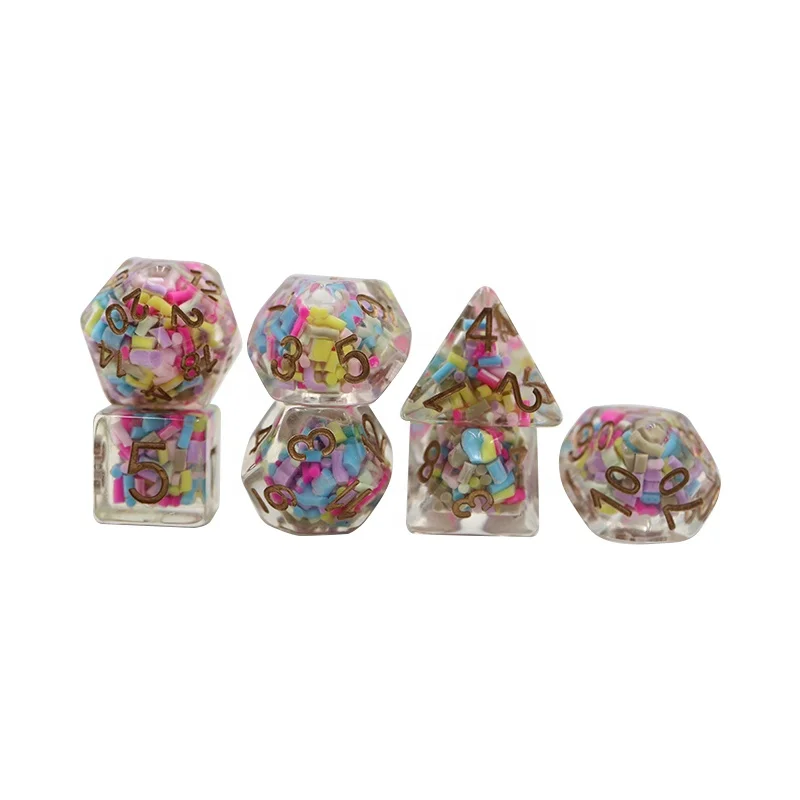 Conjunto Personalizado de 7pcs de Dados Resinosos para RPG Dnd, Tamanho 16mm, para Jogos Dnd