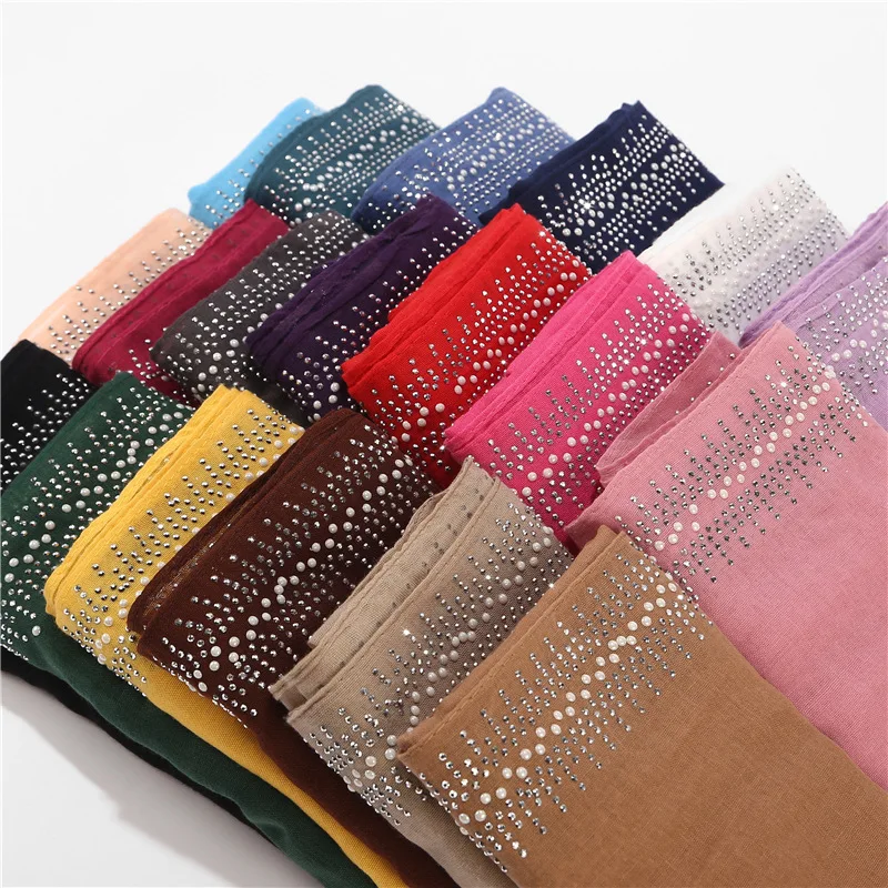 Malaysia Plain Color Shawl Scarf Point Drill Cotton Hijabs