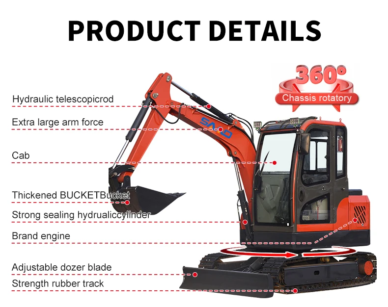 Free Shipping Multifunction Mini Excavadora Earthmoving Machine Small