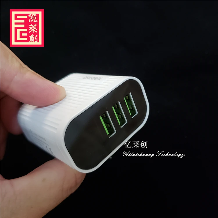 
Дорожный адаптер 5 в 3,1 А со светодиодным дисплеем, электронные аксессуары, 3 Usb-порта, вилка стандарта США, адаптер для зарядного устройства Iphone 