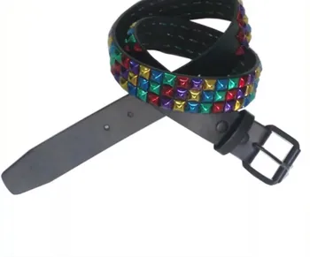BSCI certificate OEM/ODM directly Factory Customized PU synthetic Leather colorful metal pyramid studded WOMEN fashion belt