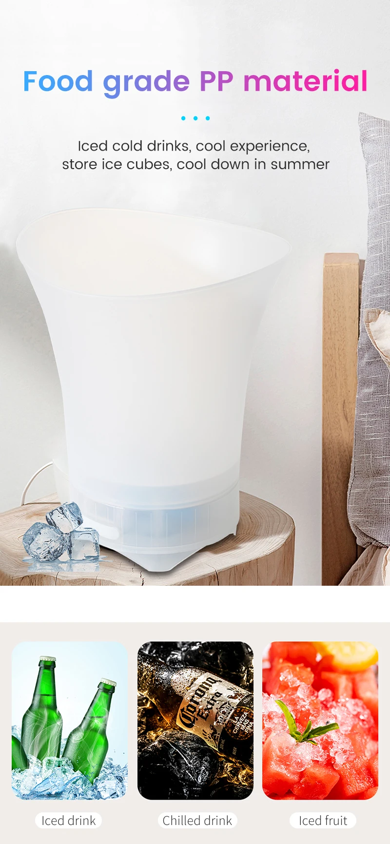 LED ice bucket Foldable Illuminated Ice Bucket with speaker Wireless Player Ice Stereo Speaker for Bar X3