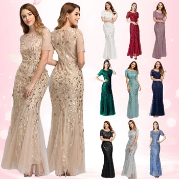 XUYA High Quality Lady Elegant Party Dresses Women Sequin Evening Prom Dresses 2022 Evening Gowns