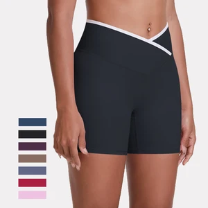 High Quality Elastic Waist Yoga Shorts Solid Pattern High Waist Fitness Sports Pants Versatile Outside Wearing Yoga Pants