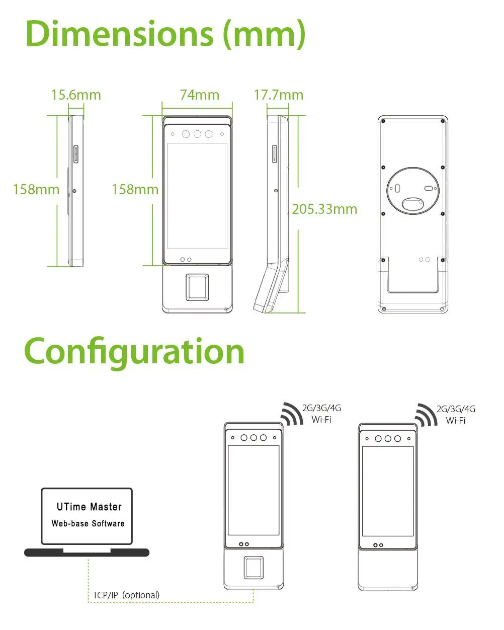 4G WIFI Wireless Android 8.0 Face/Fingerprint/RFID Card Biometric Time Attendance System with Large-capacity Horus E1-FP