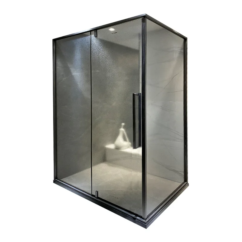 Bathroom Rectangular Single Moving Door 2 Pieces Fixed Shower Panels with Shelf Shower Doors Complete