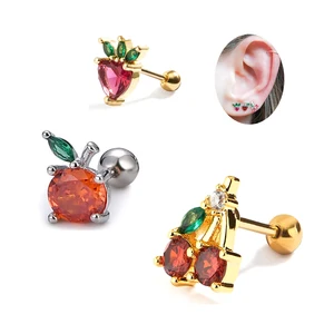 Fashion Small Fruit Piercing Helix Earring for Women Men Xinfocus New Design Sexy Ear Piercing Jewelry Cherry Cartilage