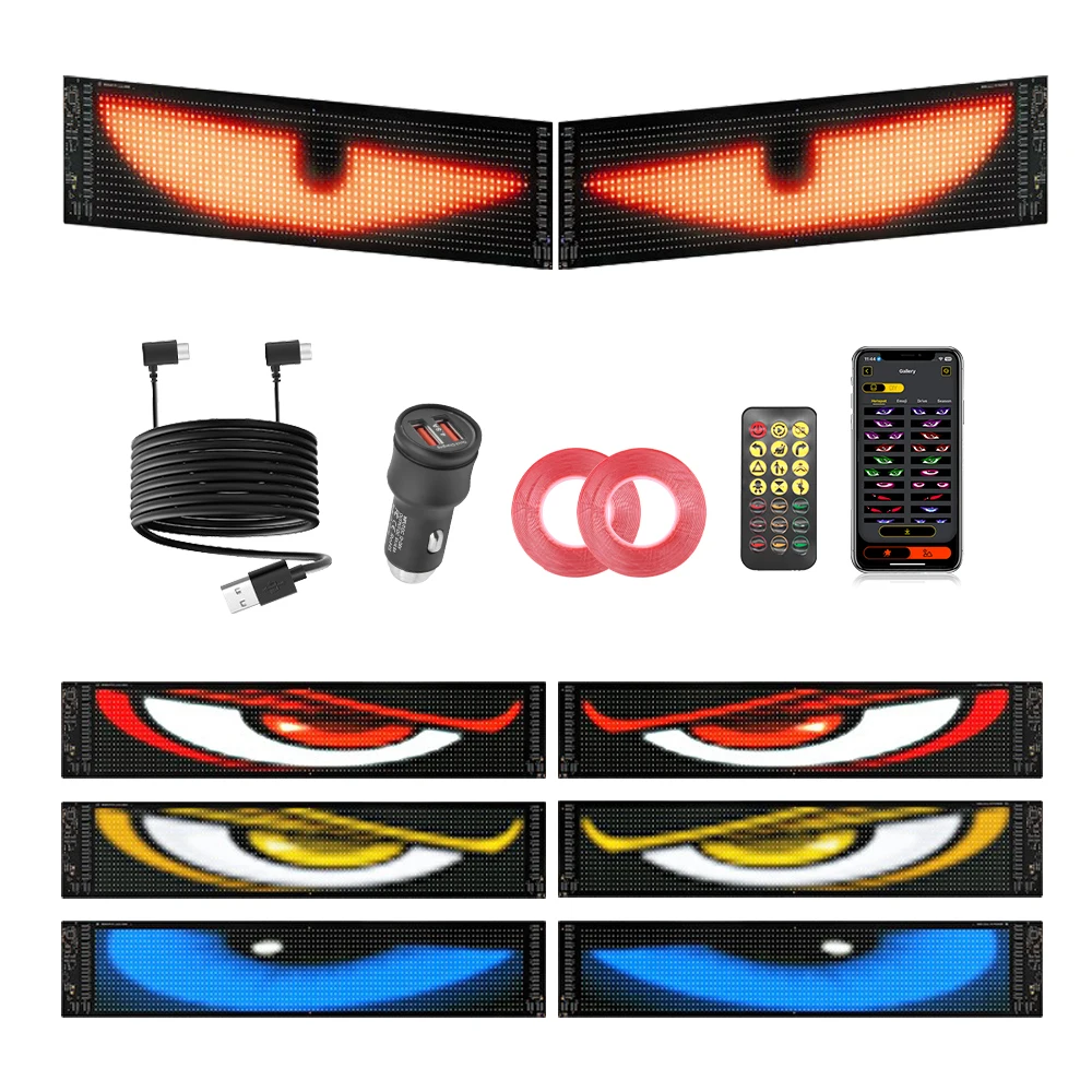 5V Flexible LED Matrix Car Sign — App Control Scrolling Text & Animation Panel