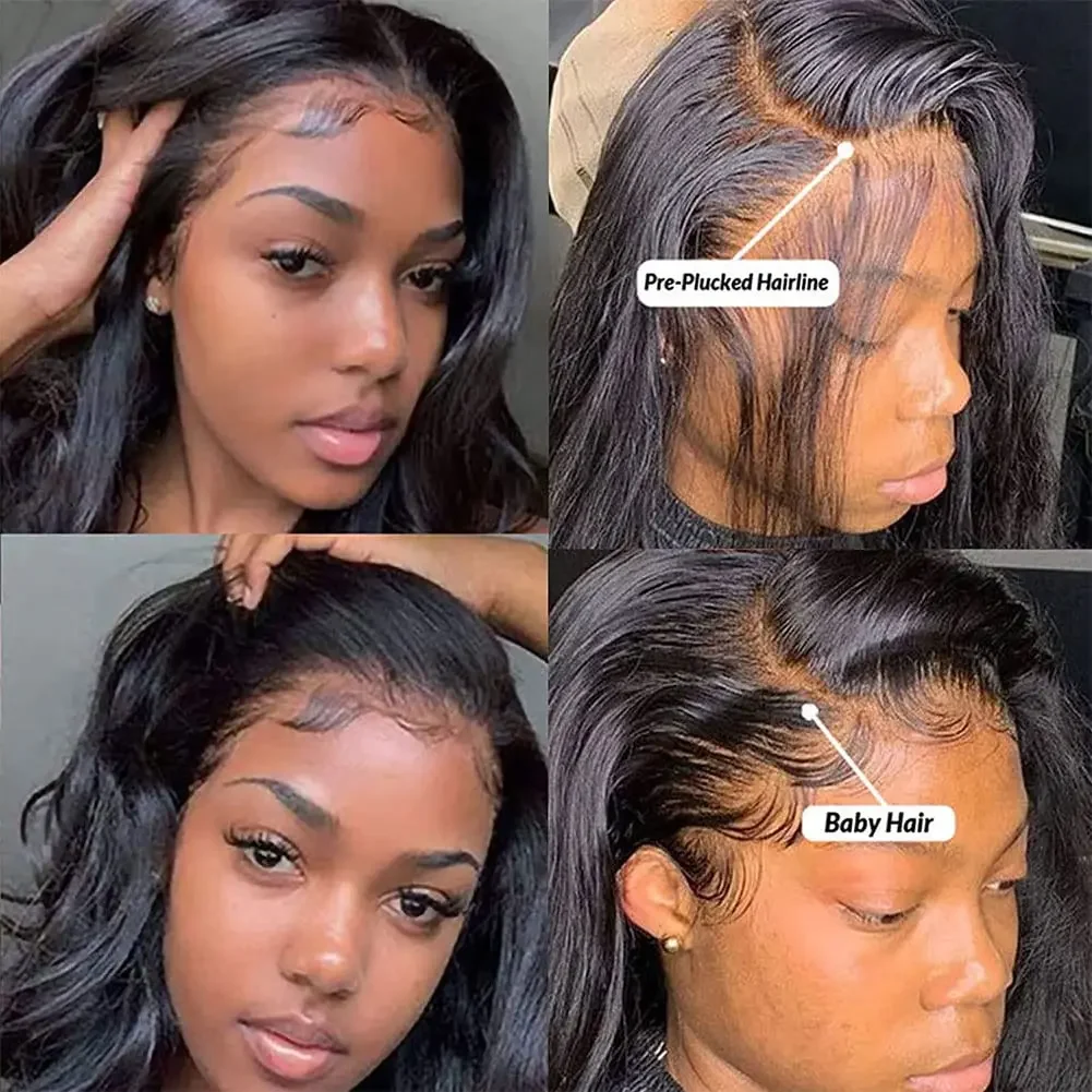 13x4 Lace Frontal Closure Body Wave Brazilian Virgin Human Hair Pre Plucked Baby Hair Natural Black #1B_voghion.com