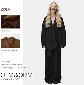 High Quality Customized Women's Pure Wool Winter Open Front Eco-Friendly Keep Warm Double Sided Handmade Loose Short Casual Coat