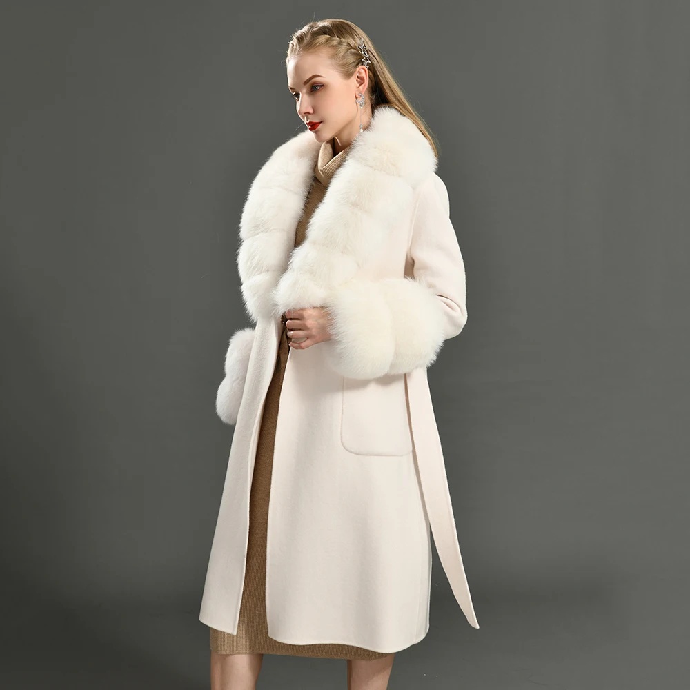 Trench-Coat D'Hiver Femme Manteau Laine Double Face Double Boutonnage Élégant