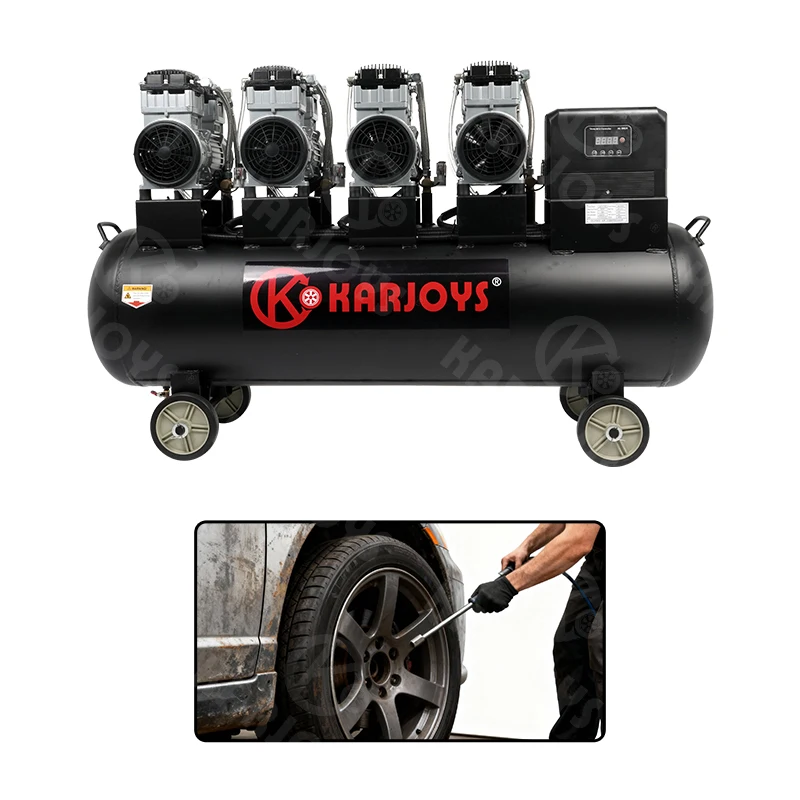 Industrial Grade 380V150HZ Electric Oil-Free Air Compressor Pump 200L Tank 8Bar Pressure for Spray Paint Auto Garage Tire