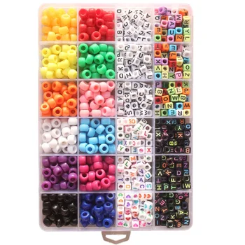 Mixed 6mm Acrylic Square Alphabet Letter Pony Beads Charms