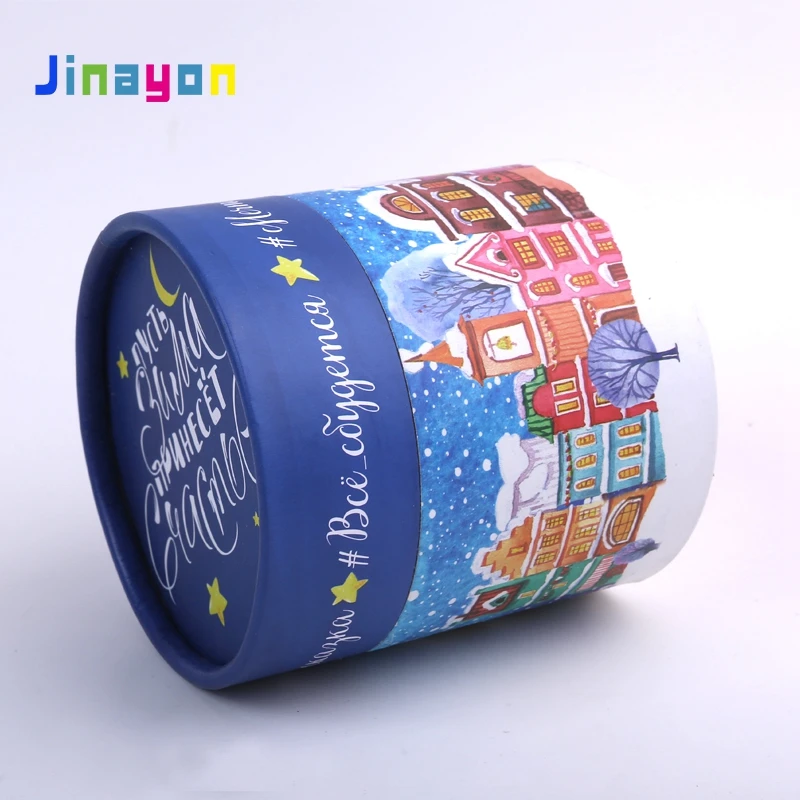 Wholesale Custom Pattern Round Tube Packaging Christmas Hard Paper Tube Gift Box
