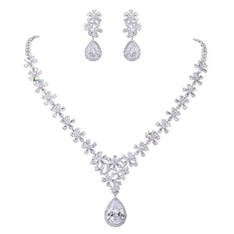 Luxury Micro-Inlaid Stone Necklace & Earring Set