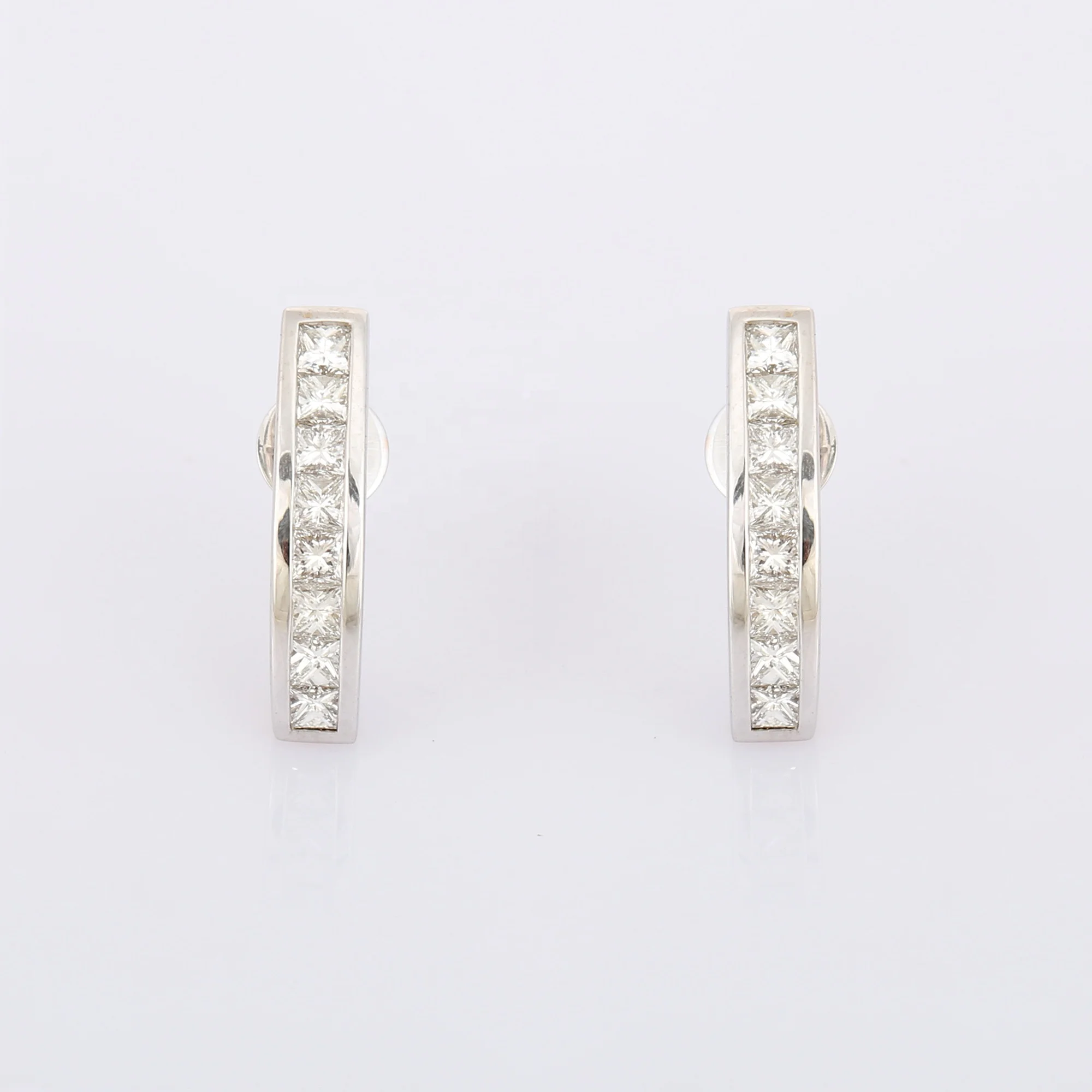 channel set diamond stud earrings