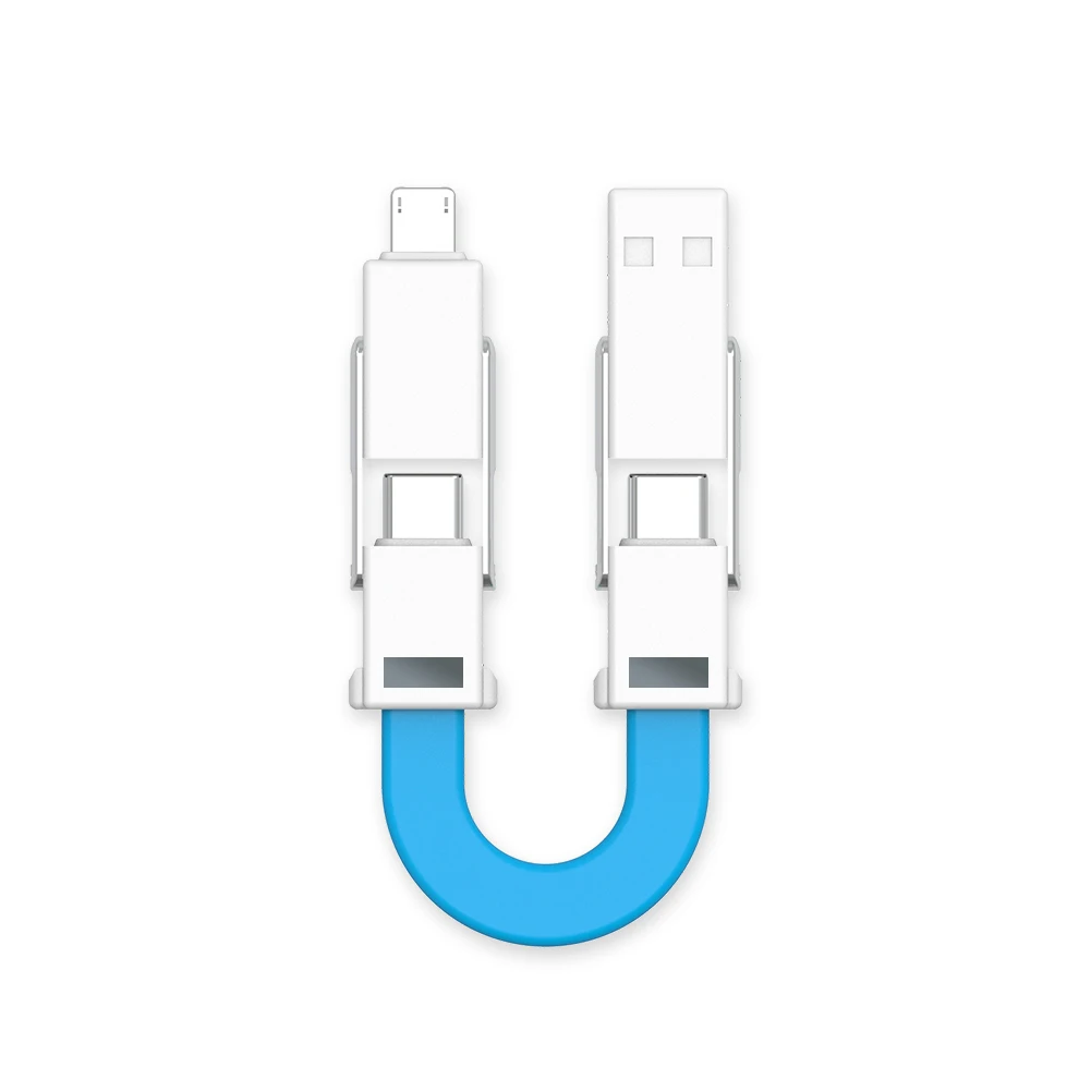 Mini Size Emergency Charging And Data Transfer Magnet USB A 8pin Type C Micro OTG 4 IN 1 Keychain USB Cable - ANKUX.COM