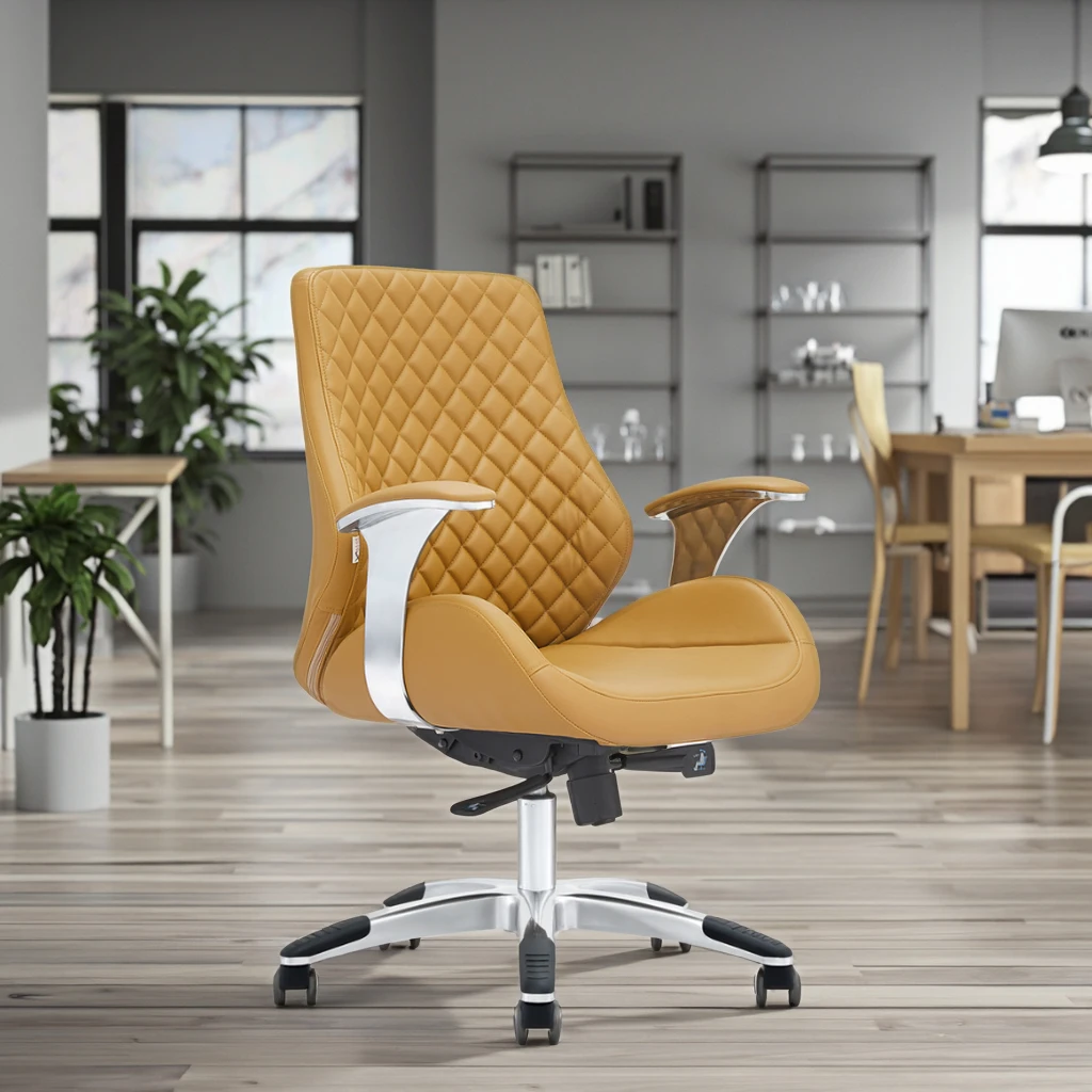 Professional Mid Back Office Chair Height Adjustable Gas Lift Four Stage Lock System 4