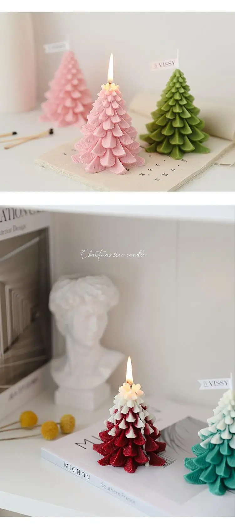 Hot Selling Fragrance Decorative Christmas Tree Soy Wax Candles Home