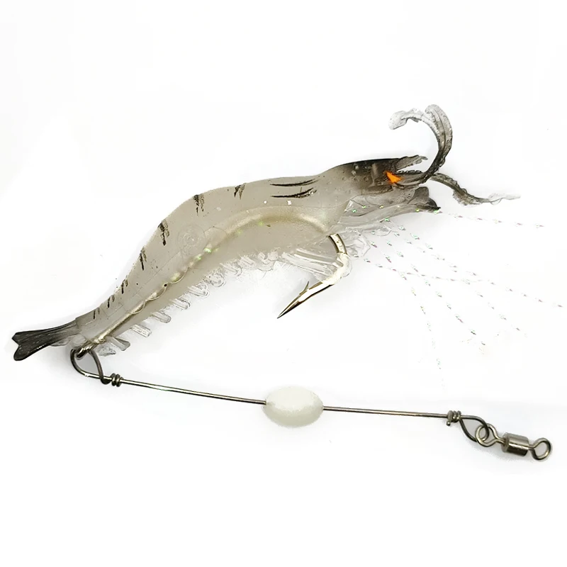 bioluminous fishing lure Hot Bioluminescent Biomimetic Bent-Mouthed Sea Bass Bait Fish Lure with  Shrimp for River and Sea Fishing