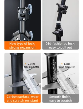 Fotopro 1.7m 2.1m Carbon Steel Heavy Duty Light Stands Camera Smartphone Studio Ring Light Tripod detail image