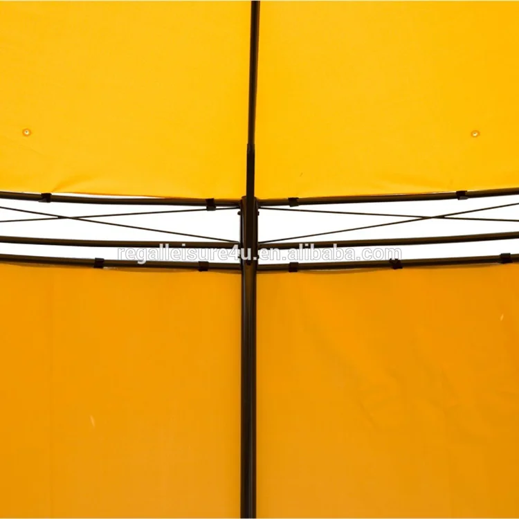 Round Outdoor Patio Canopy Party Gazebo with Curtains Yellow