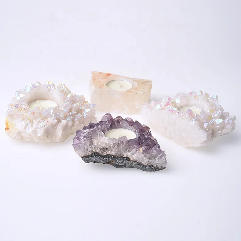 Handgemachter Amethyst-Teelichthalter – Natürlicher Kristall-Cluster Für Meditation, Chakra & Liebesenergie