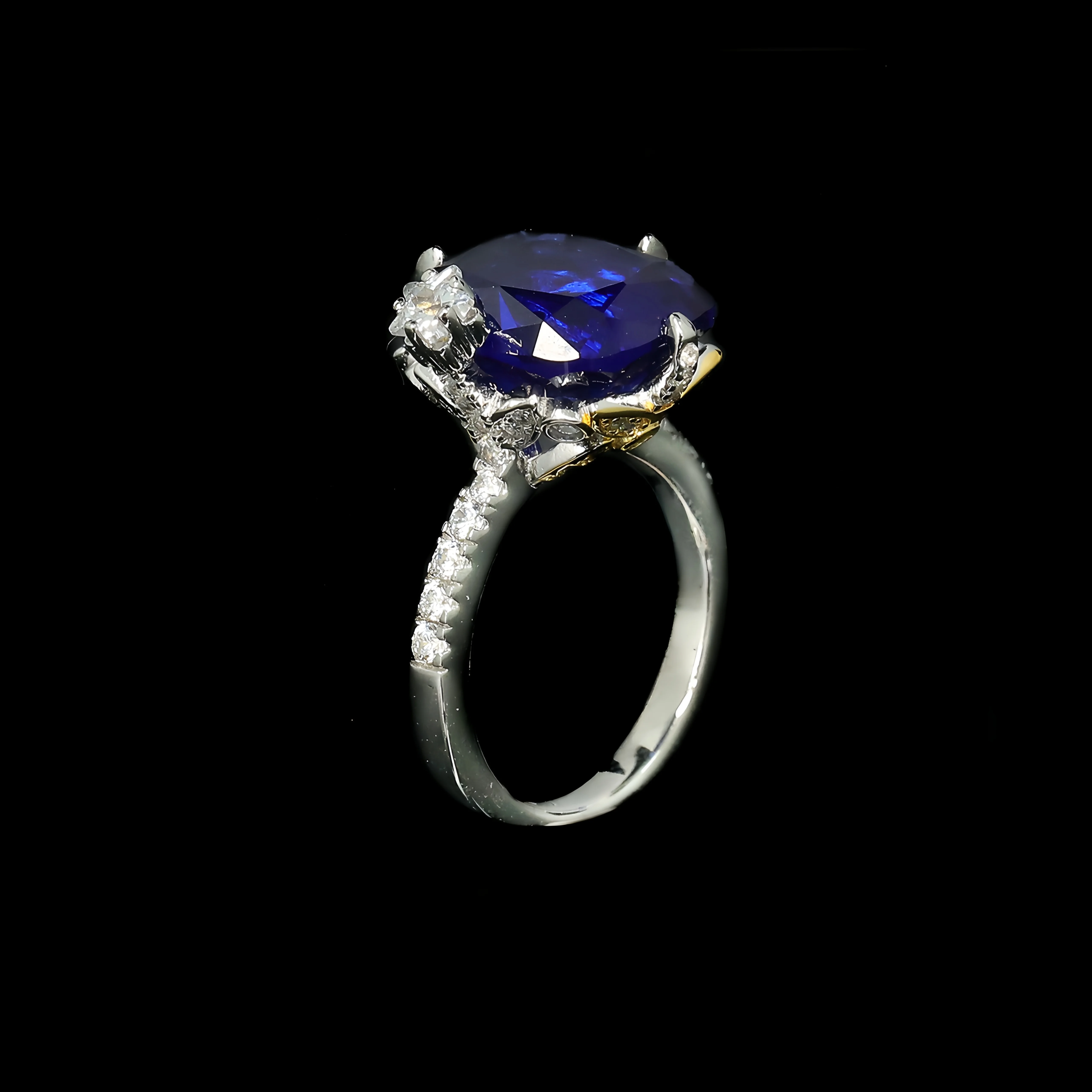 MUSHAN Jewelry Factory Engagement Wedding Fine Rings High Carbon Diamond Blue Square and Golden Stars 925 Sterling Silver Ring