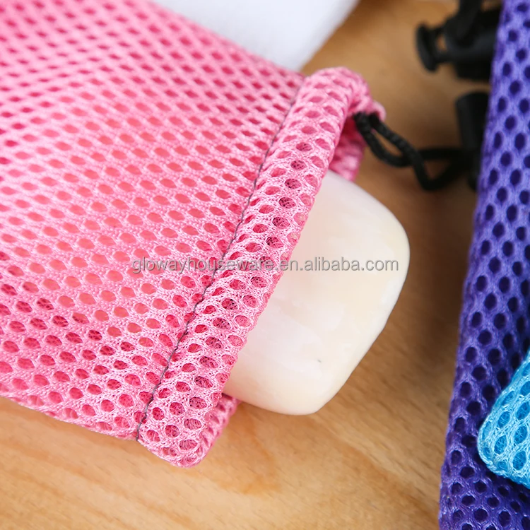 Gloway 4 Different Colors Drawstring Exfoliating Bar Soap Body Scrubber