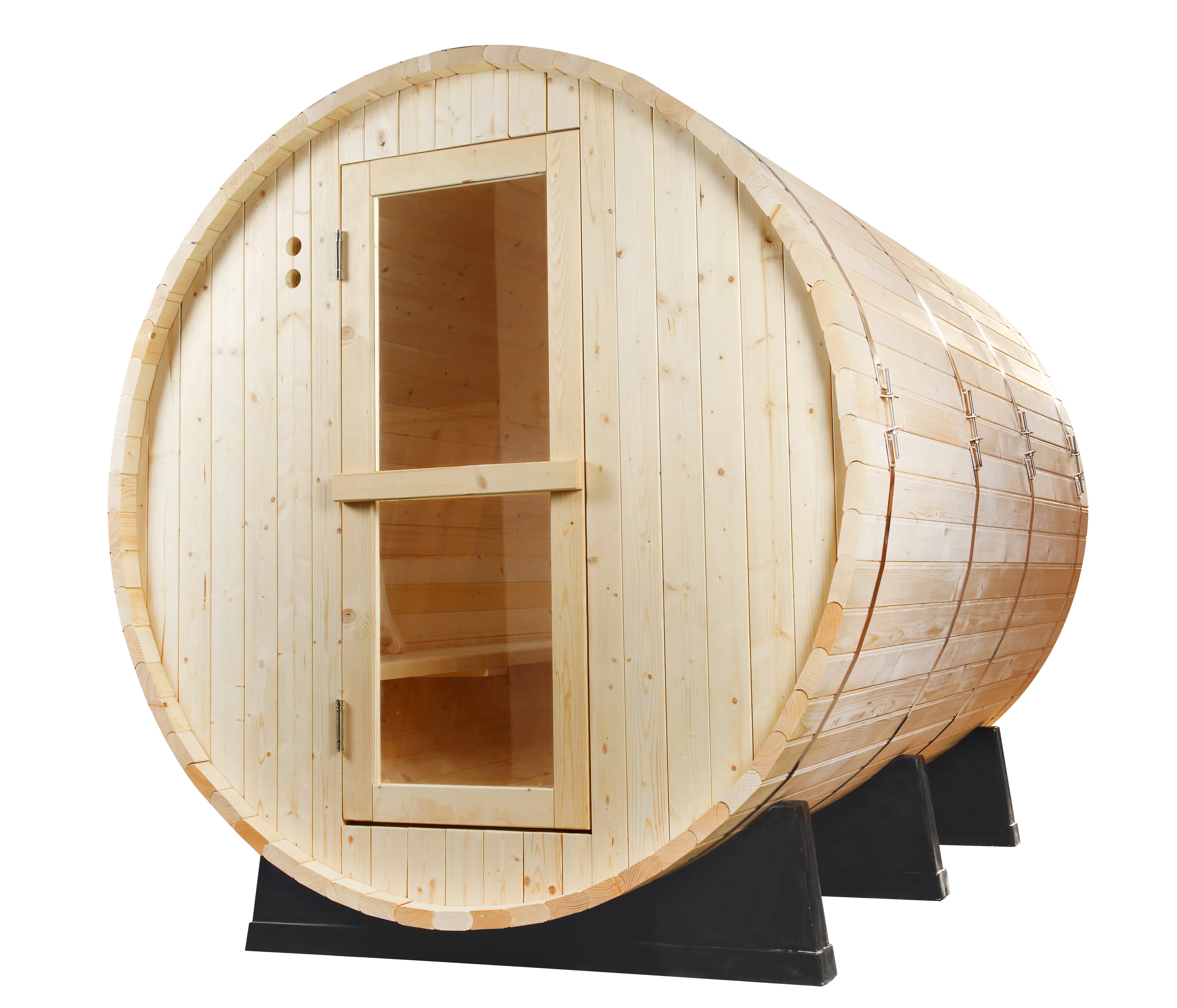 48 Person Red Cedar Wood Barrel Sauna Outdoor With Wood Burning Stove