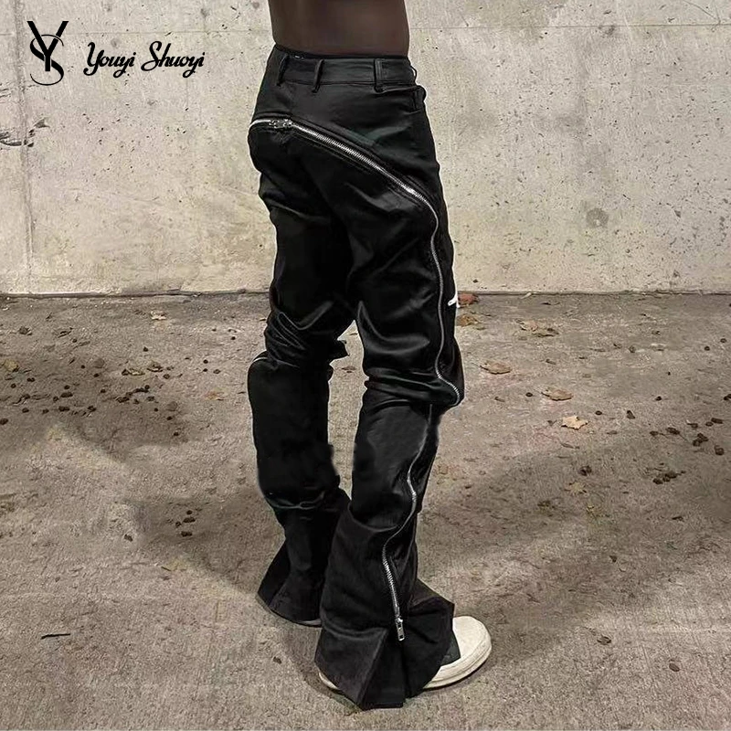 Hip Hop Mens Leather Jogging Pants YYSY Streetwear Zipper Pu Flare