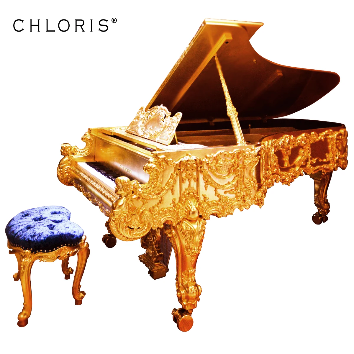 Gold Label Piano Symphonique グランドピアノ Luxury 24K Gold Grand Piano HG-G1 for 5-Star Hotel Furniture