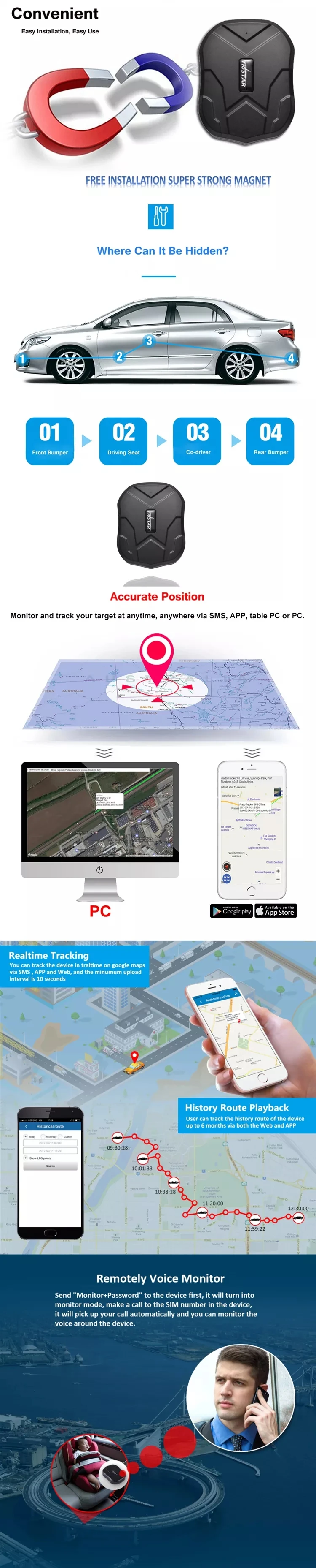 Tkstar Tk905b 10000mah Battery Long Standby Waterproof Strong Gps Car Tracking Device