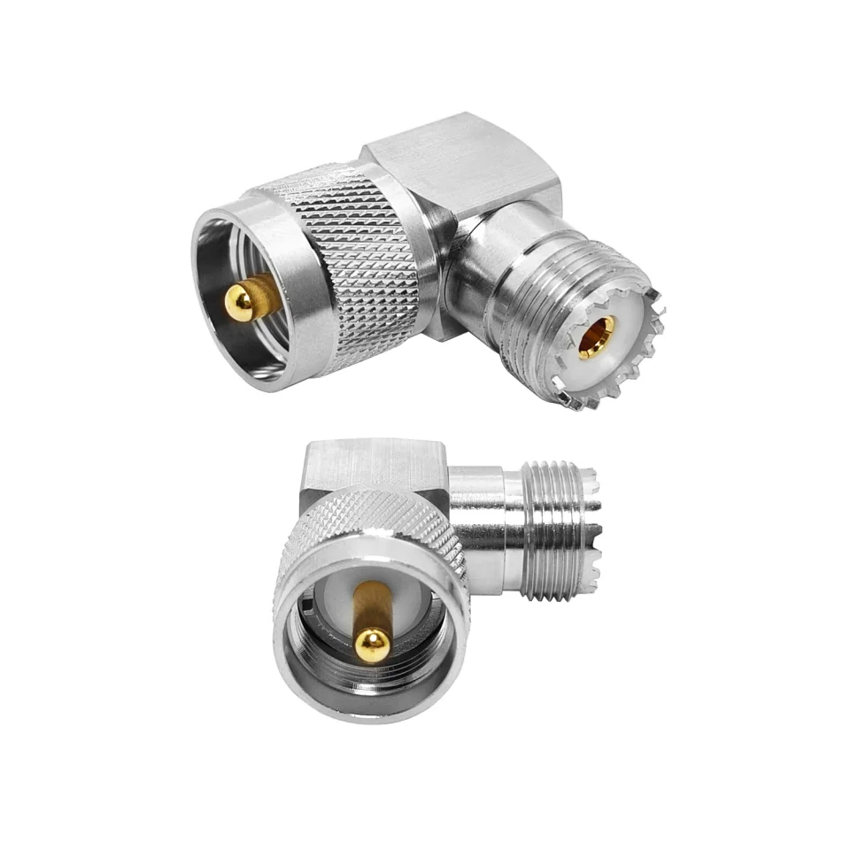 Factory 50 Ohm UHF PL259 Male to SO239 Female 90 Degrees Right Angle Rf Coaxial Connectors Coax Adaptor in Stock