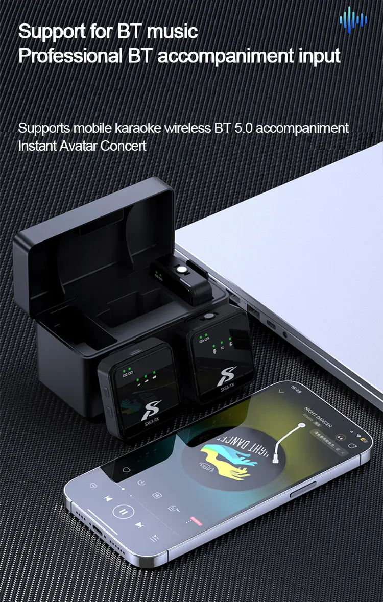SX63 Collar Wireless Mic Portable Live Streaming Lavalier Mini Lapel Microphone With Charging Case For Mobile Cell Phone Iphone