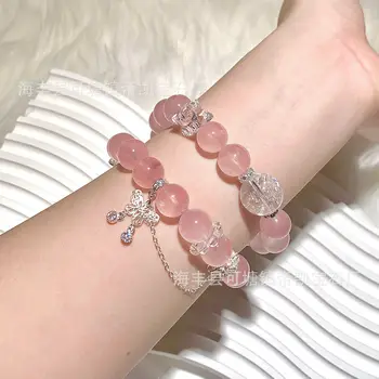 Natural Crystal Bracelet butterfly DIY Niche Original Design Crystal Bracelet Tassel