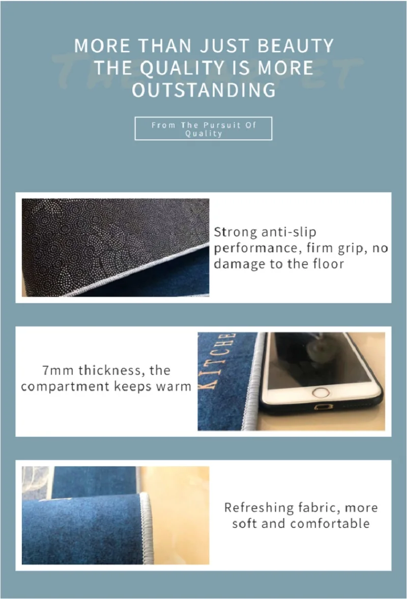 Comfortable Safety Washable Kitchen Rugs Floor Carpet Heat Resistant 3d