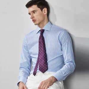 Europe and the United States Striped Slim Windsor Collar  Men's Shirts Business Casual Cotton Non-iron Italian Men's Dress Shirt