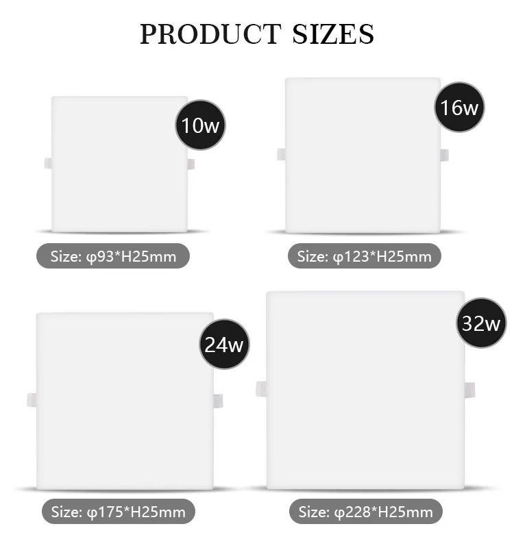 Modern 24W LED Panel Light Slim Surface Mounted with CCT Color Changeable Adjustable Cut Hole Size for Home Office Living Room