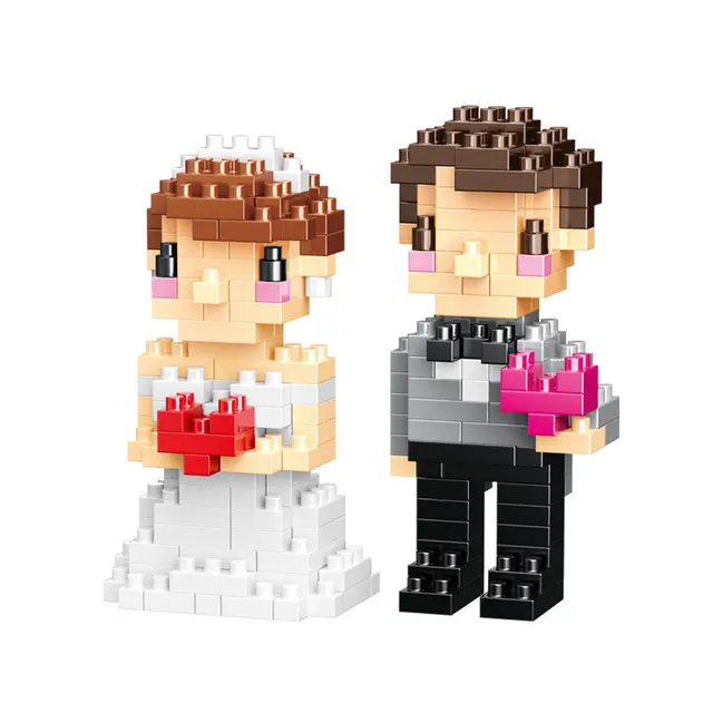 Miniature small particle building blocks for the bride and groom gift assembly toy