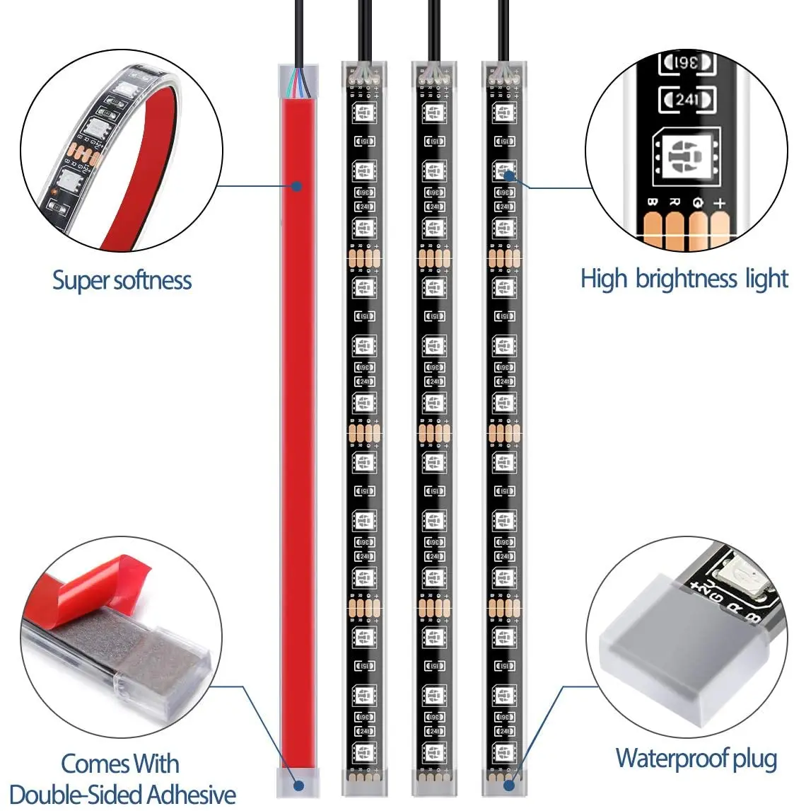Универсальный мотоциклетный Декор PUERXIN, подсветка, неоновые огни RGB, разноцветные мотоциклетные декоративные атмосферные полосы, комплект осветительных ламп
