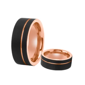 Tizti Titanium Jewelry Factory Men's Black Rose Gold Two-Tone Tungsten Man Ring Gift Fashion Jewellery