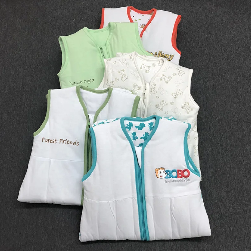 Носимое одеяло ноги хлопок без рукавов двухслойный стеганый жилет спальный мешок для ребенка