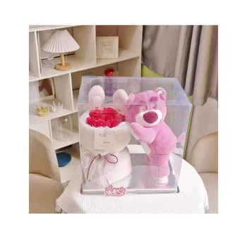 Rose Flower Teddy Bear Valentines Day Gift Box Factory Sale Christmas Valentines Day Gift soap flower preserved roses
