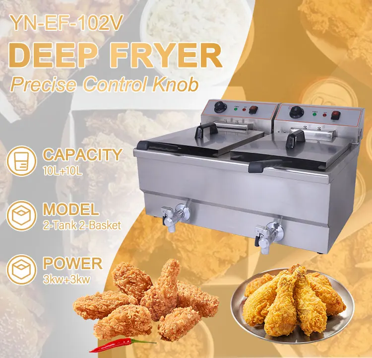 20 Liter 2 Tank Fryers Restaurant Commercial Electric Deep Fryer For